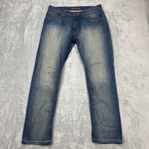 Johnston & Murphy Jeans Mens 34x32 Blue Cotton Stretch Mid Rise Straight Leg